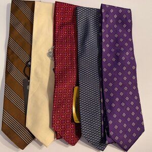 Lot of 5 Hickey Freeman Ties 100% Italian  Silk